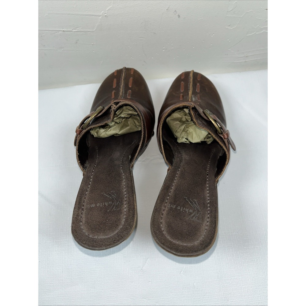 Vtg White Mt Womens 7.5M Cornelia Leather Studded Mules Clogs Brown 70s Y2K Boho - Picture 6 of 15